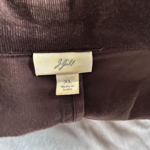 J. Jill Womens Brown Corduroy Lace Trim Blazer Jacket XL Three-Button Casual - Picture 3 of 9